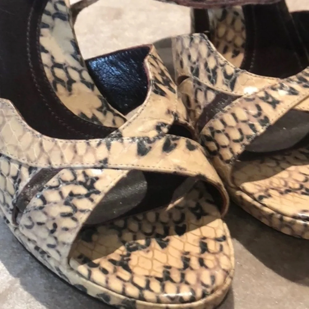 Via SPIGA Italian snake skin embellished heels
